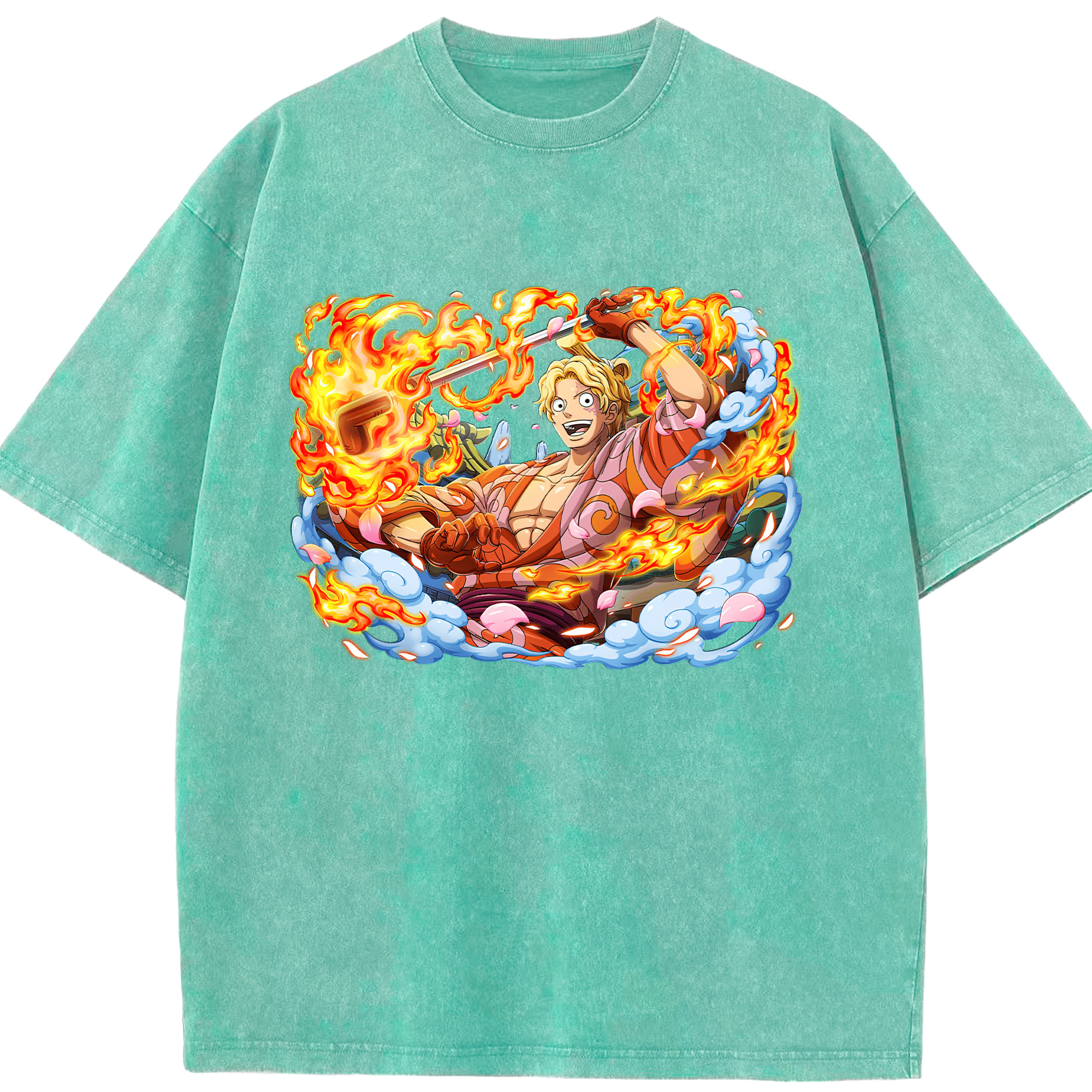 （画像用） ワンピース サンジ ONE PIECE Sanji 綿100% ヴィンテージ風 半袖Tシャツ（フロントプリント）